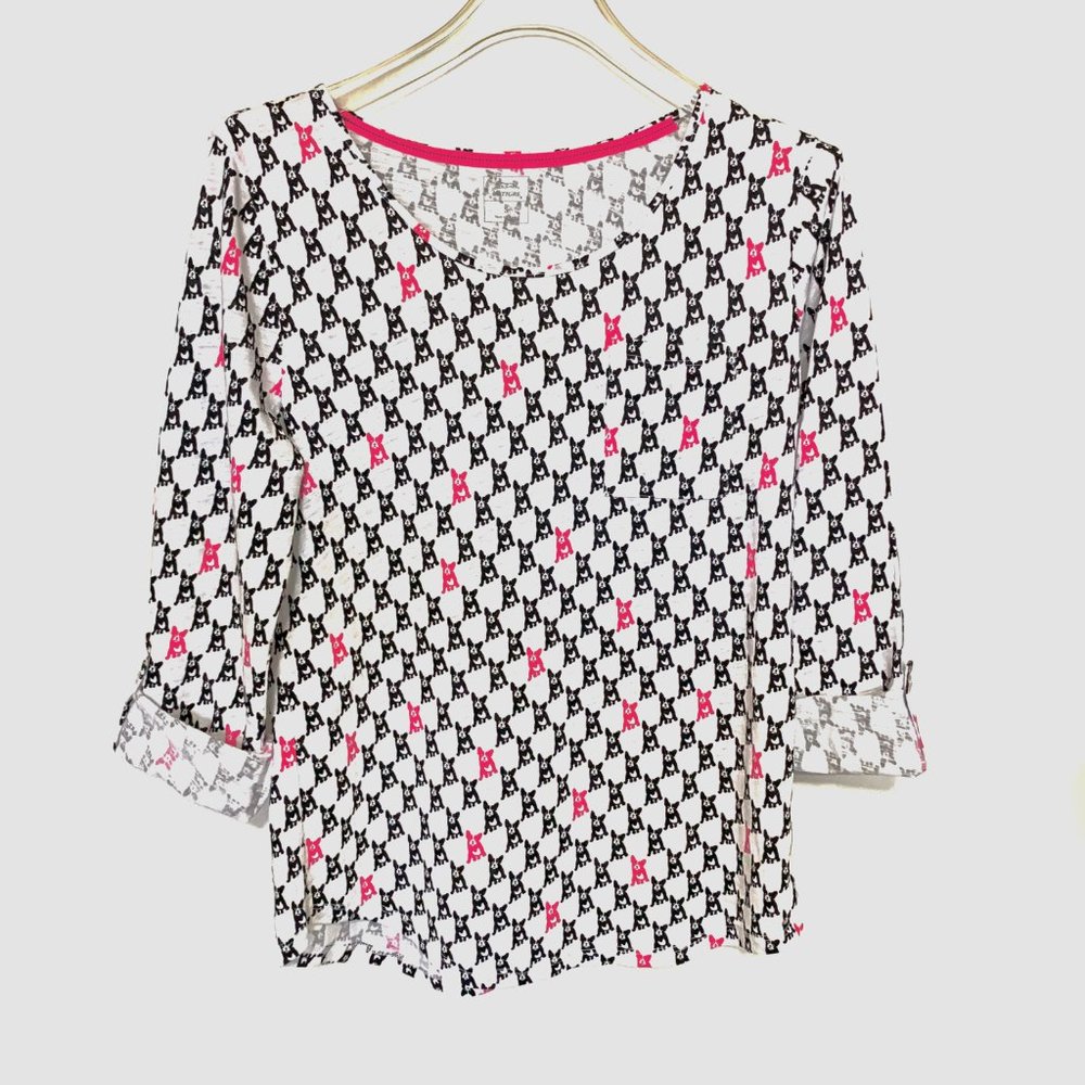 Puppy Dog Black/Pink Long Sleeve Shirt S